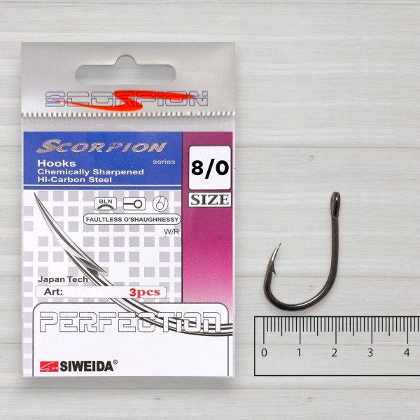 Гачки Siweida Scorpion Faultless O'Shaughnessy BN, 3шт/уп, № 8/0